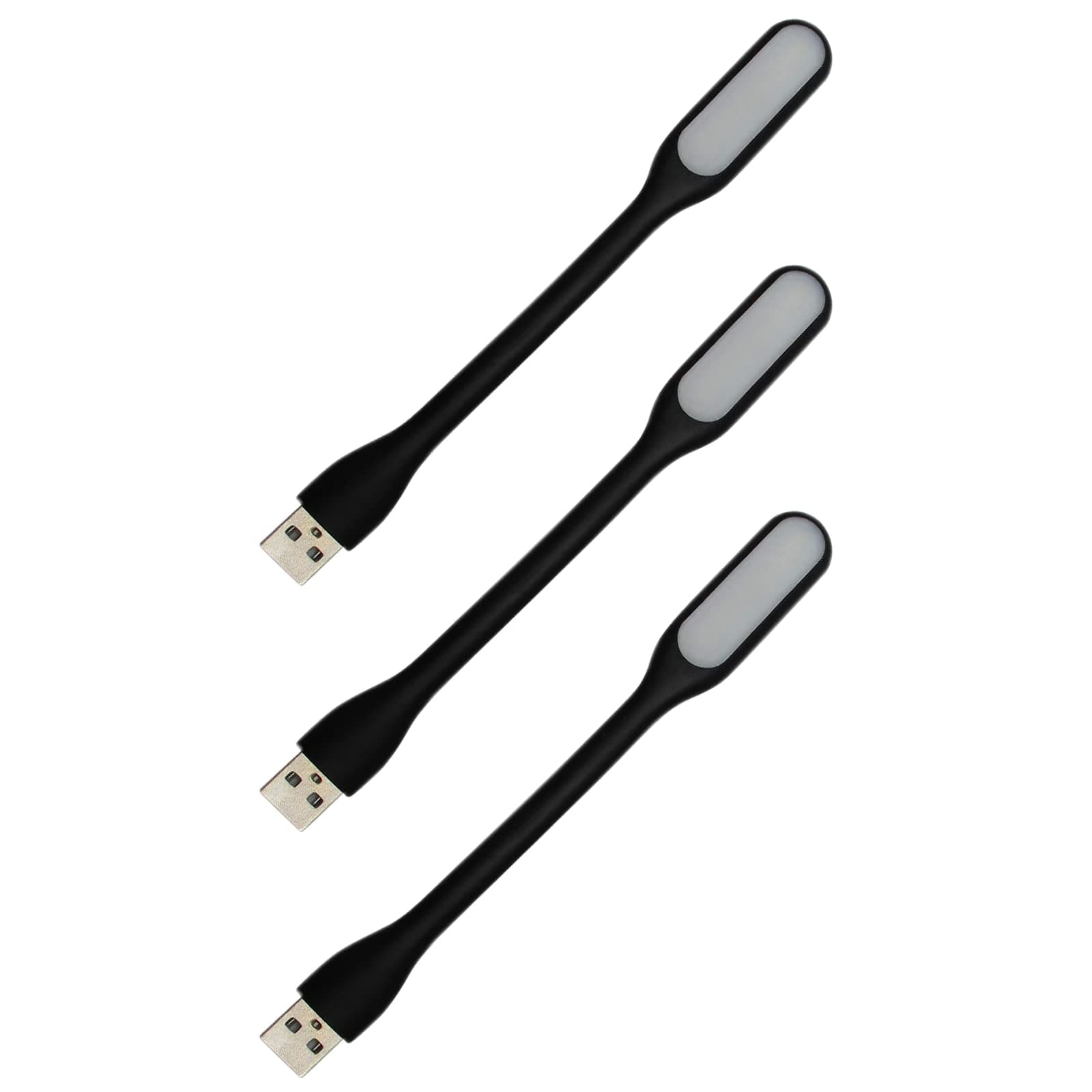 USB-Licht, Mini USB-LED-Licht-Lampe, 3 Stück Flexible Schwanenhals-Leselicht, Für Notebook Computer Tastatur, Schwarz