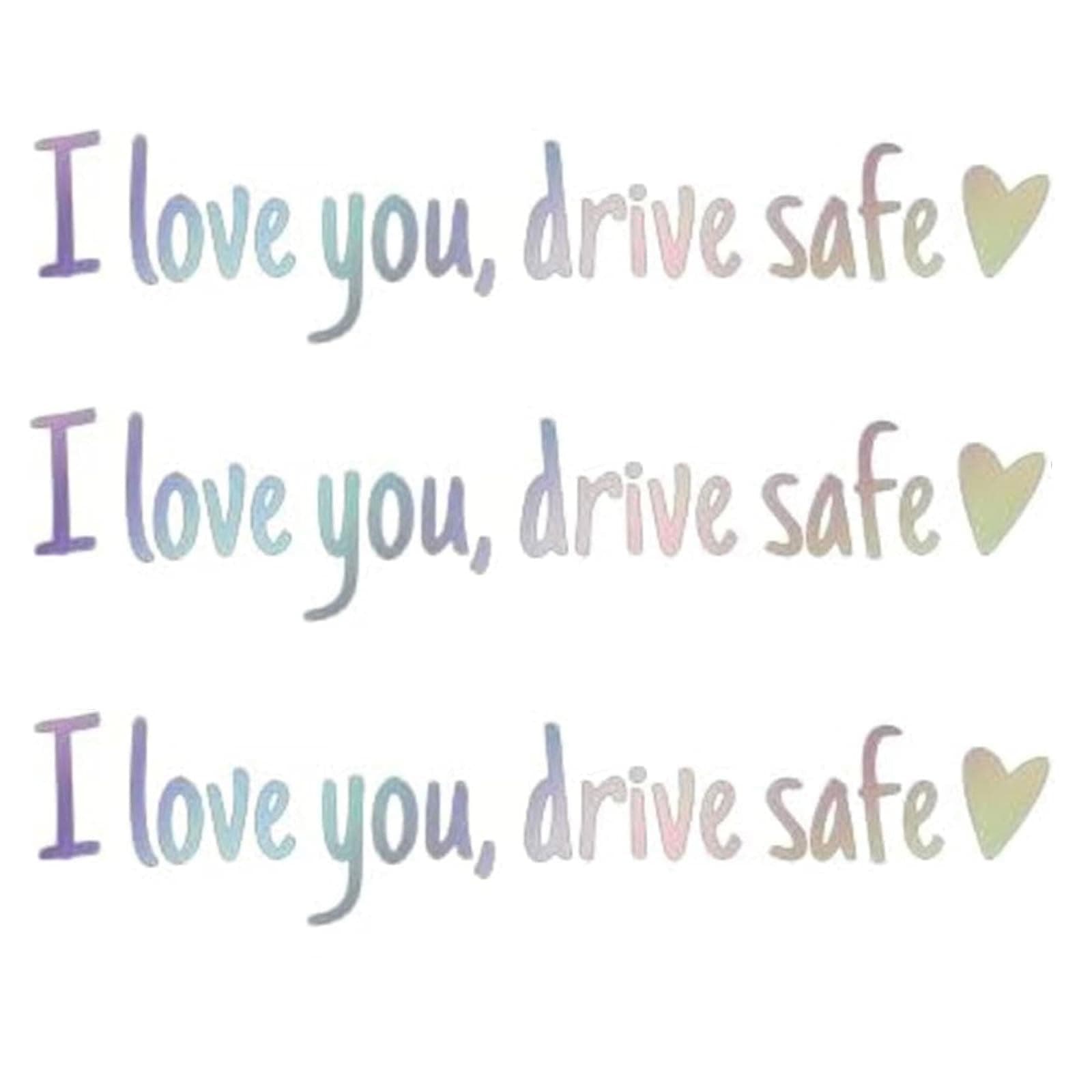 Spiegel-Aufkleber "I Love You Driving Safe", Rückspiegel-Aufkleber mit Herz, Auto-Fenster-Aufkleber, Selbstbestätigung, Auto-Spiegel oder Aufkleber für Frauen, Wasserflasche, Laptop, Zubehör 3pcs Laser