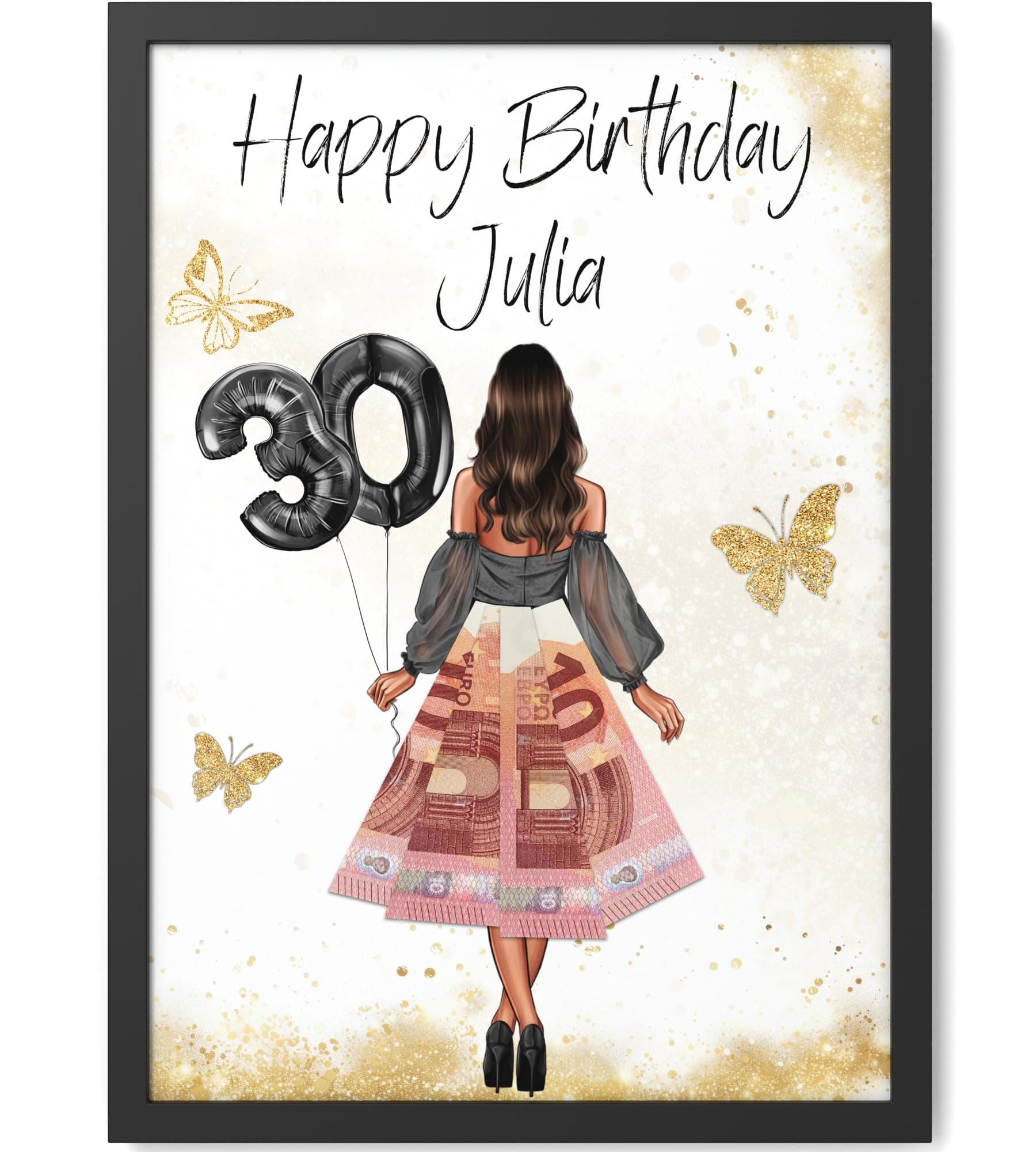Papierschmiede® Geldgeschenk zum 30. Geburtstag | Look Änderbar! | 30 Jahre Bild mit Rahmen Geburtstagsgeschenk Beste Freundin 30. Geburtstag | Geschenk für Frau | Mädchen Geschenke | Jahrgang 1995