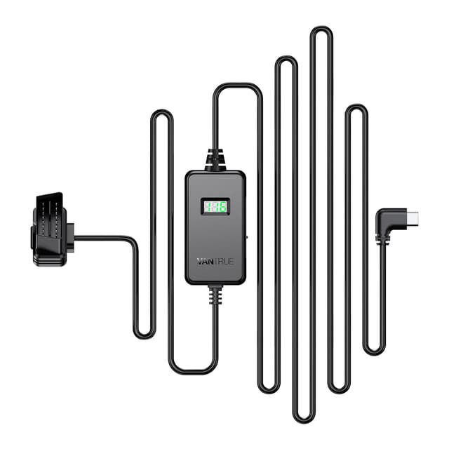 VANTRUE USB C Display OBD Hardwire mit 3 Stufen für alle Vantrue Dash Cam Halterung, Niederspannungsschutz 11.6V/12V/12.4V, 23.6V/24V/24.4V, 24 Std. Parküberwachung, 3 Meter Lang (VP04) modern