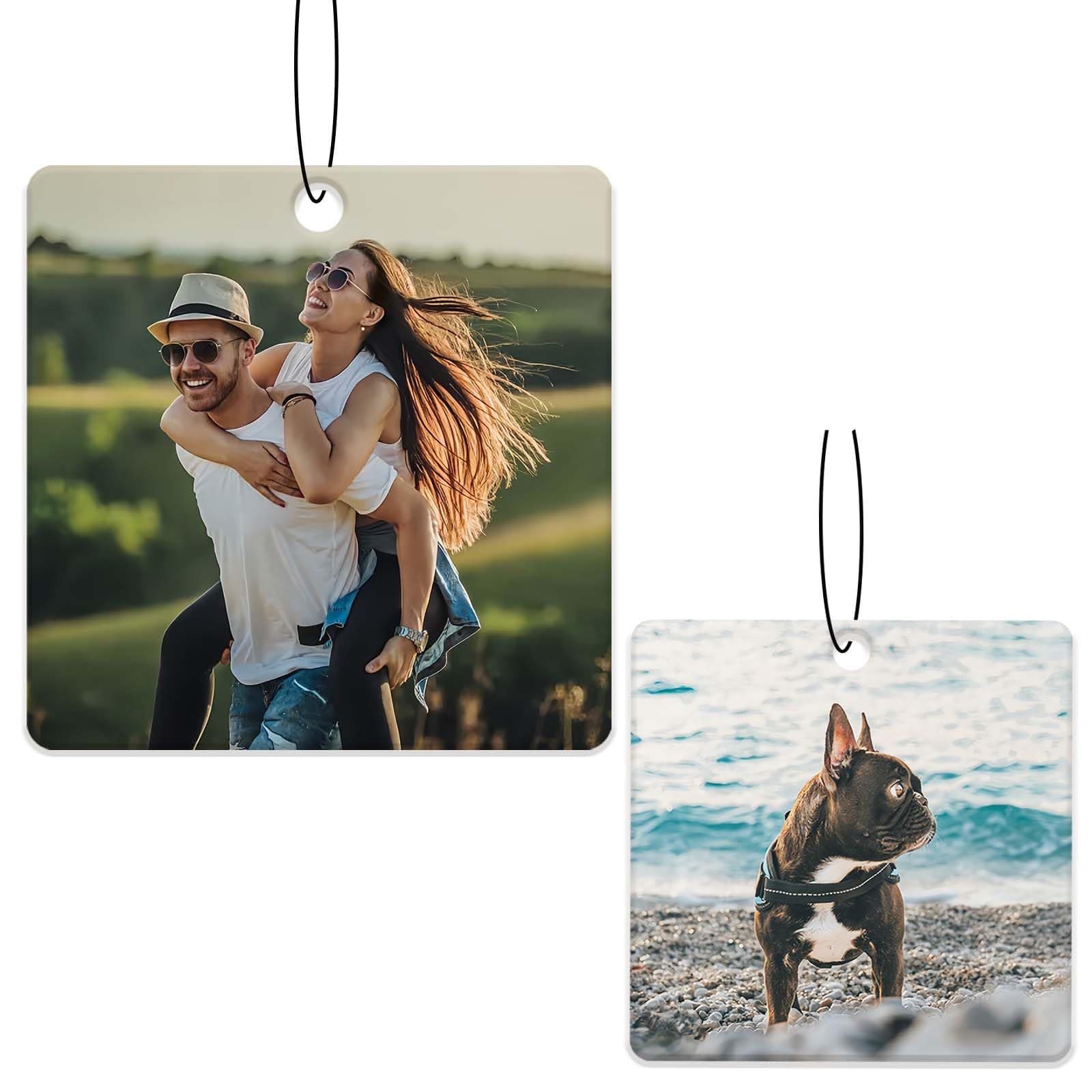 Duft Auto Personalisiert mit Text und Foto Auto Parfüm Lustig Selbst Gestalten Auto Deko Personalisierter Lufterfrischer für Auto, Zuhause, Geschenk,Familie (Quadrat)