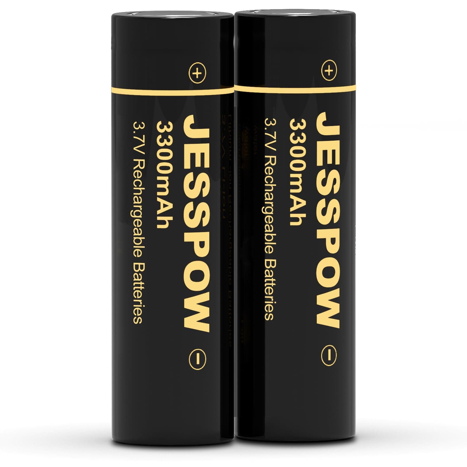 3,7V Wiederaufladbare Akku 2 Stück, Flache Batterien 3,7 Volt für Taschenlampe, Scheinwerfer, Mini-Fans (Flat-Top Akku, Nicht Nicht AA/AAA)