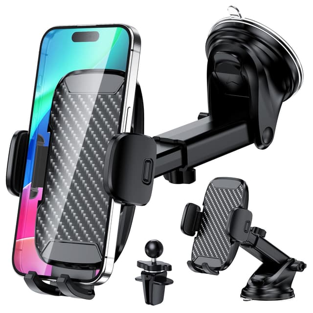 Vexloria Handyhalterung Auto, Handyhalterung Auto Lüftung Armaturenbrett Windschutzscheibe KFZ Handy Halterung mit EIN-Knopf-Release, 360° Drehbar für iPhone, Android Alle Smartphones