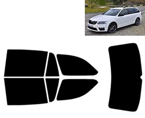 Passgenaue Tönungsfolie für-Skoda Octavia 5-Türen Kombi 2013-2019 Heck/Seitenscheiben (05% Tiefschwarz)