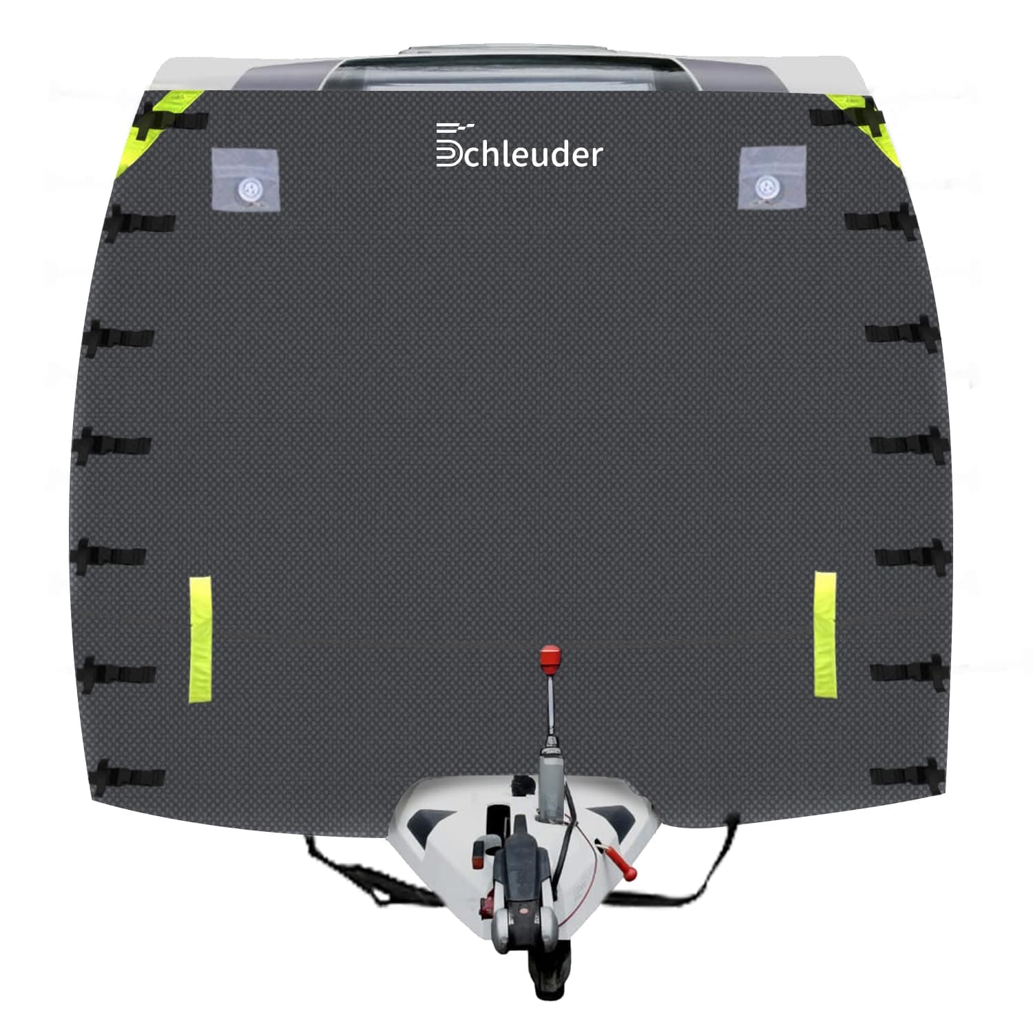 Wohnwagen Abdeckung,220 x 175 cm,Vollständige Wohnwagen Frontabdeckung mit hoher Sichtbarkeit LED,Leuchten und reflektierenden Streifen,Abdeckung für Wohnwagen, Schutz vor Sonne (Grau)