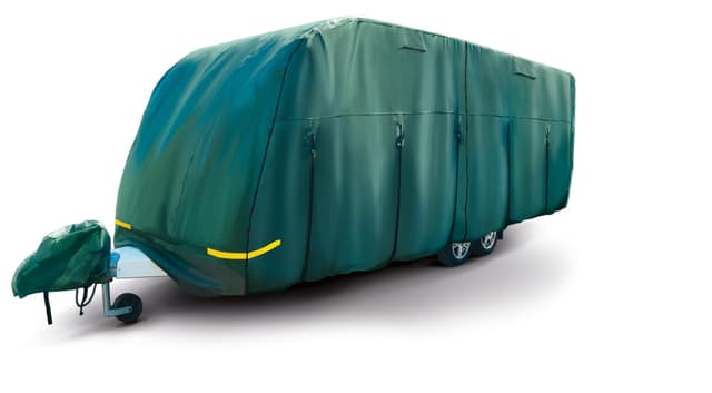 Maypole Wohnwagen Schutzhülle 620 cm – 680 cm Länge, 4-lagig atmungsaktiv, wasserabweisend, grün 640,08 - 701,04 cm
