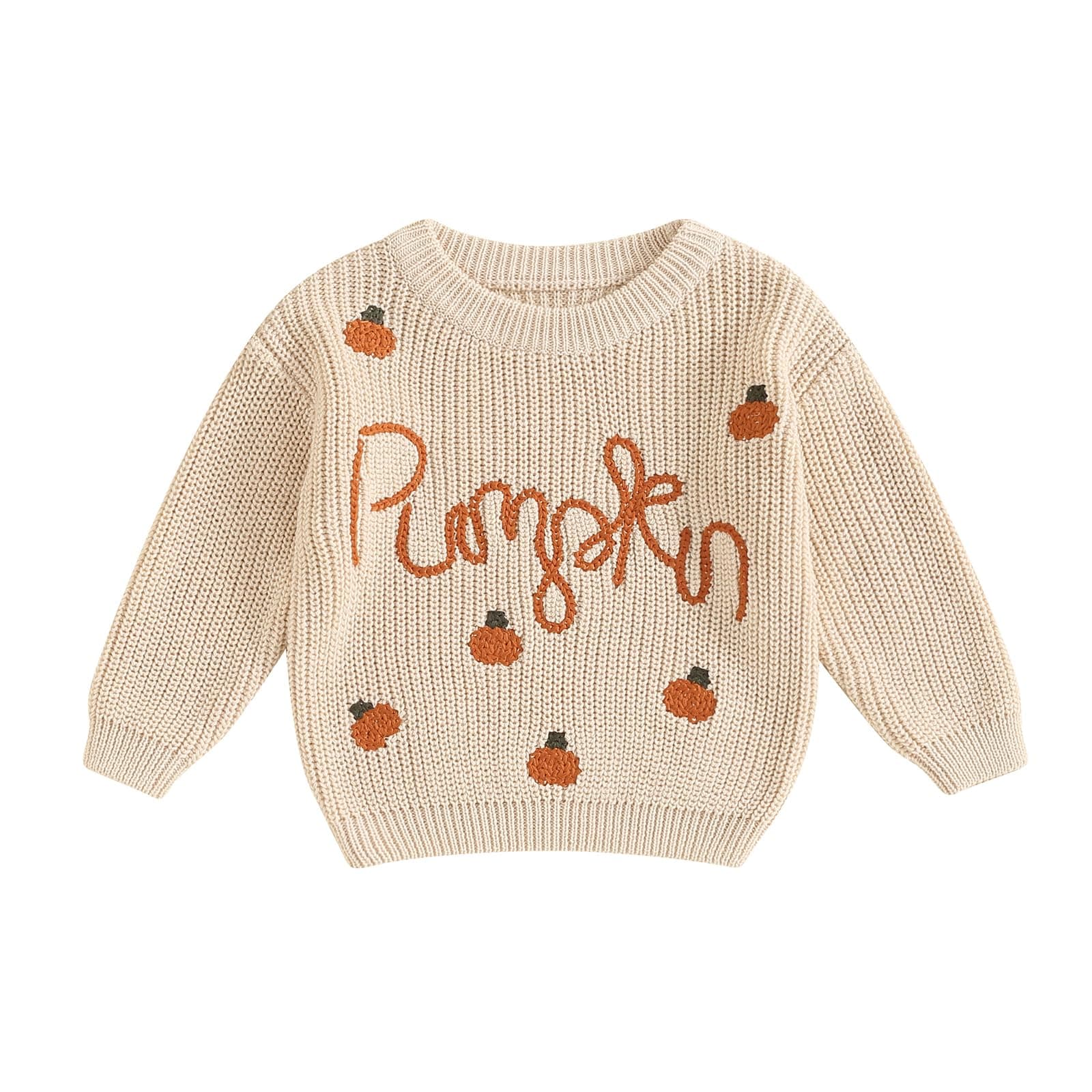 Yassiglia Baby Halloween Strickpullover Kleinkinder Kürbis/Geist Sweatshirt Langarm Rundhals Gestrickter Pullover Neugeborenes Baby My First Halloween Outfit