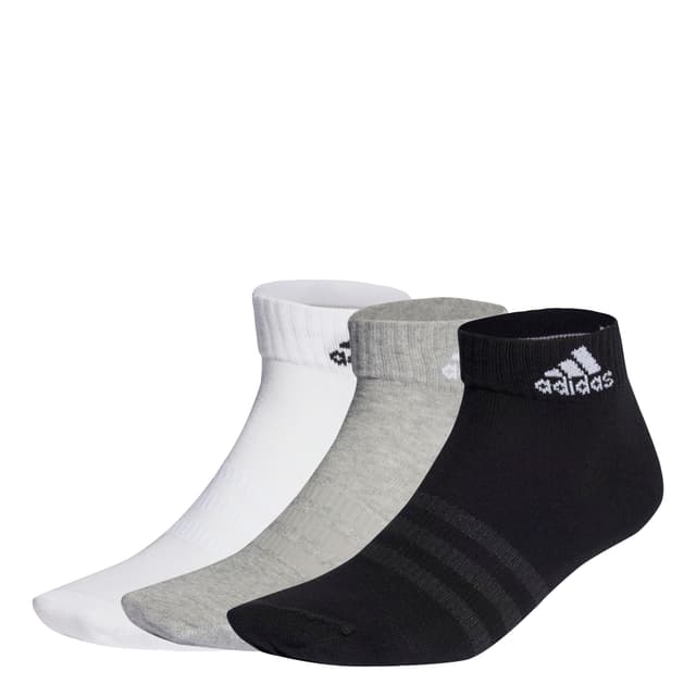 adidas Unisex Thin And Light Ankle Socks 3 Pairs Knöchelsocken 43-45 Medium Grey Heather / White / Black