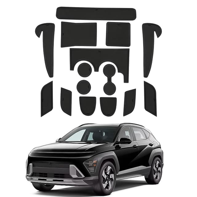 CDEFG Kompatibel mit Hyundai Kona SX2 EV Elektro 2024 2025 Gummimatten Mittelkonsole Antirutschmatten Kona EV rutschfest Gummi Auto Matte Kona 2024 EV Zubehör 2024 2025 SX2 EV Schwarz