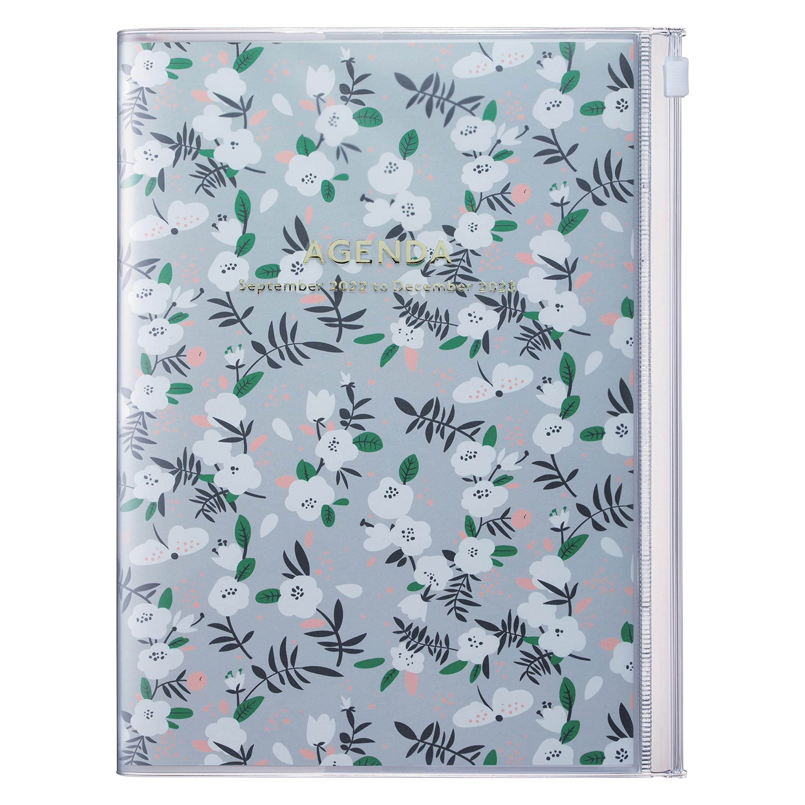 MARK'S 2022/2023 Taschenkalender A5 vertikal, Flower Pattern, Gray: Von September 2022 bis Dezember 2023 Angebot bei HelloDeals