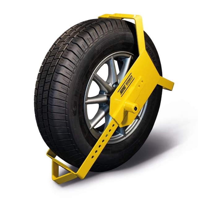 Maypole MP909 Stabile Radkralle, Gelb, Metall, Schlüsselschloss, Radkralle, Schloss Robust, schwer, robust