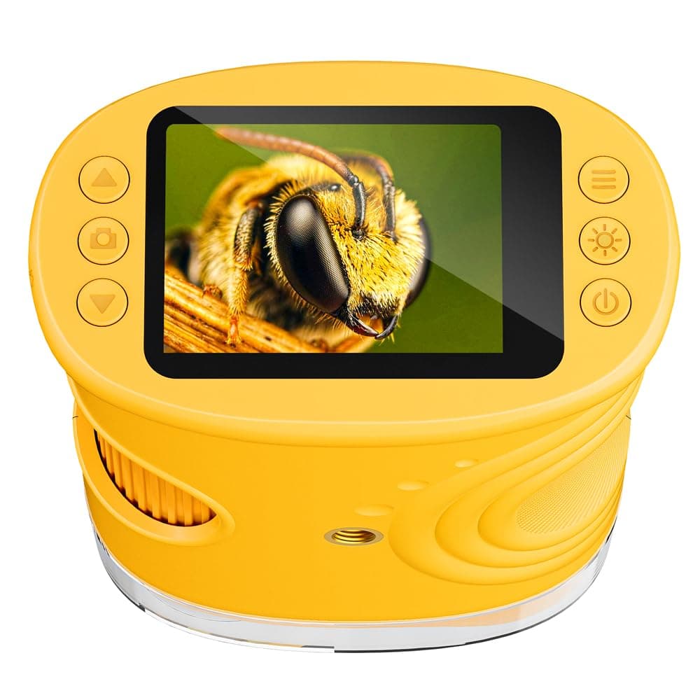 Digitales Mikroskop für Kinder, Temodu 2.0" Bildschirm, 1000X USB tragbares Taschenmikroskop, Wiederaufladbares Tragbares Mikroskop, Mikroskope Anschluss an PC, Science draussen ab 3 Jahren (Orange) 382