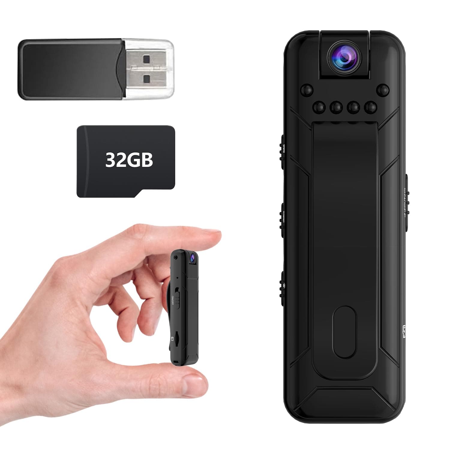 Bextgoo Bodycam, 1080P Mini Kamera mit 32GB TF Karte, 10 Stunden Akkulaufzeit Körperkamera,180° Drehbares Objektiv, Kleine Kamera Ohne WLAN für Reisen, Fahrrad, Outdoor-Sicherheit