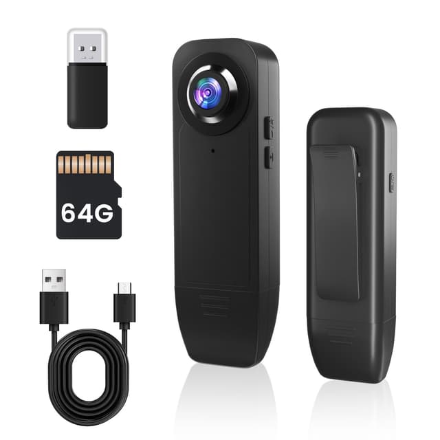 Bextgoo Bodycam Körperkamera Mini, 1080P Mini Kamera ohne WLAN Tragbar mit 64 GB TF Karte, Kleine Körperkamera 1000 mAh Lange Akkulaufzeit Nachtsicht Bewegungserkennung