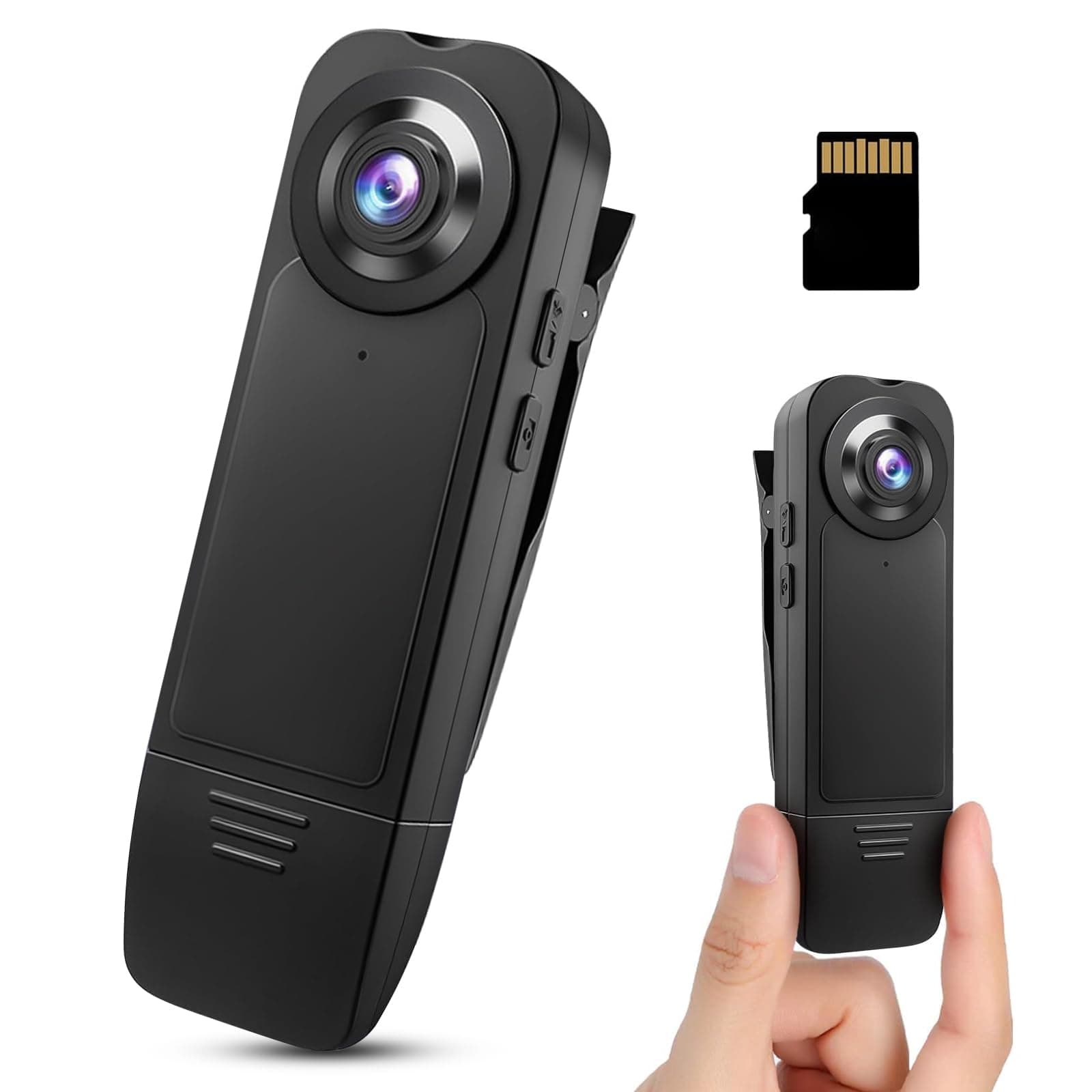 1080P Mini-Körperkamera mit 64 GB Speicherkarte, Bodycam HD 1080P Kleine Kamera ohne WLAN, tragbare Bodycam, Audio Video AufzeichnungTragbare Mini Überwachungskamera mit Nachtsicht für Sicherheit