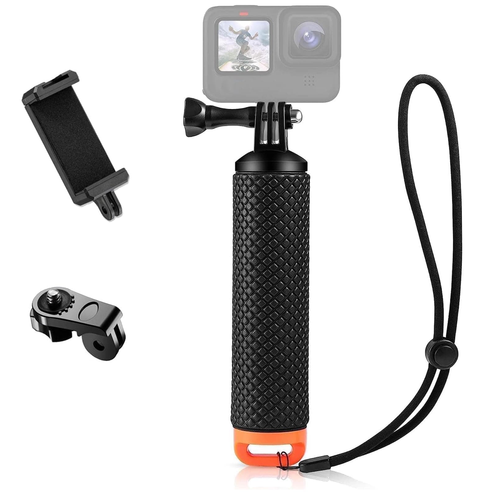 ShipeeKin Schwimmer Handgriff Action Cam Unterwasser Handgriff Einbeinstativ Floating Hand Grip Tauchen Stock mit Schraubenadapter für Handys, alle Gopro Serien Kameras, Fusion, Insta360, SJCAM usw. Orange