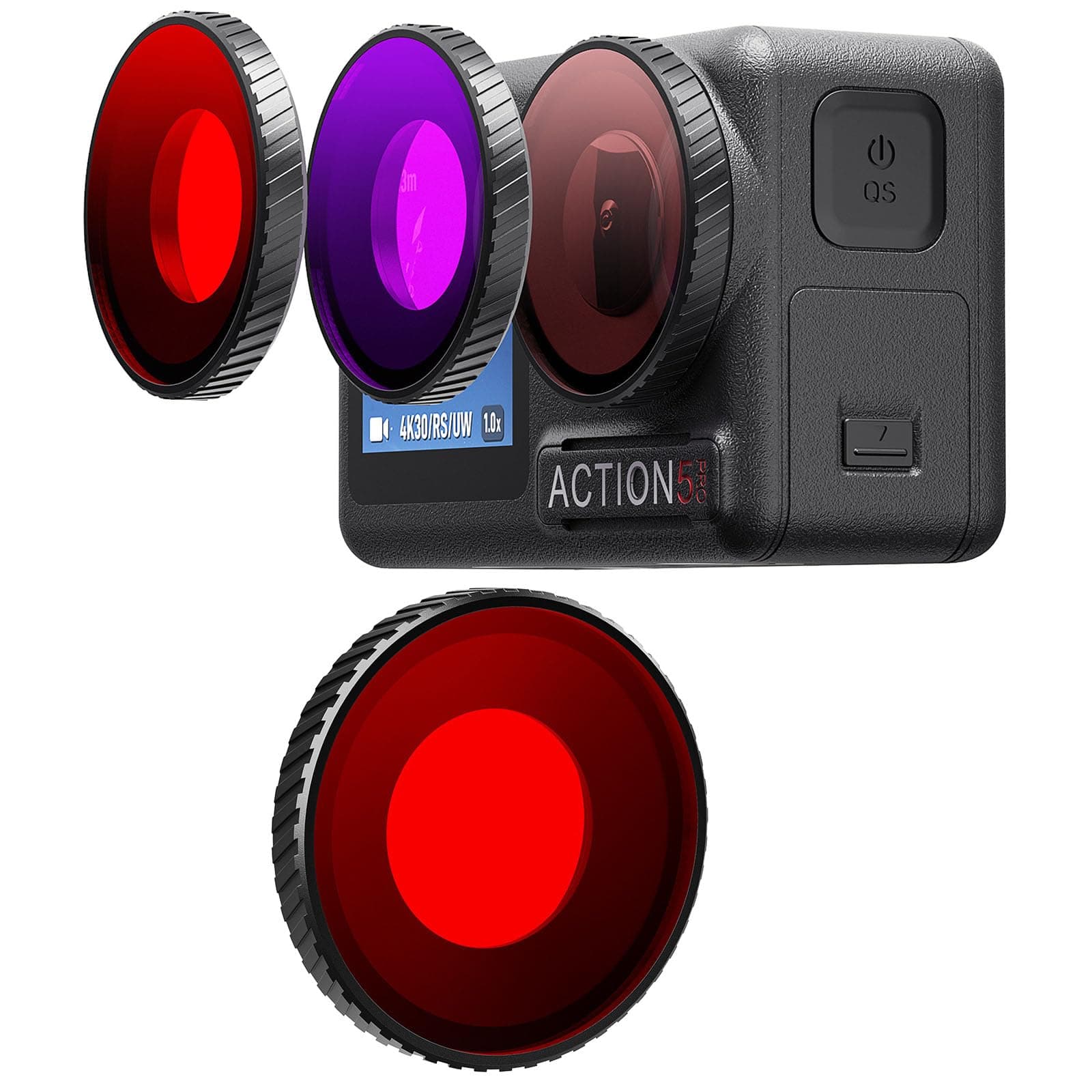 Honbobo Tauchfilter für DJI Osmo Action 5 Pro Hellrot/Rot/Violett Filter Unterwasser Filter Objektiv Schutz Zubehör für DJI Osmo Action 5 Pro 4 (Red)