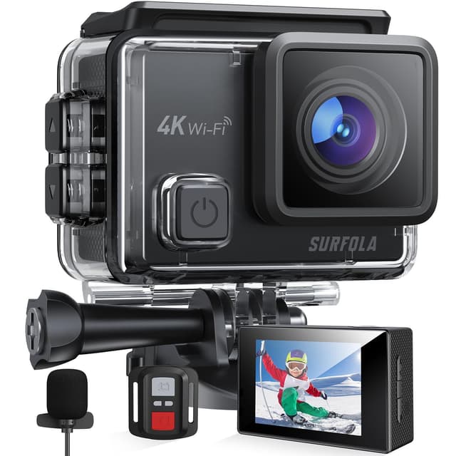 Surfola Action Cam 4K, Unterwasserkamera 40M Wasserdicht 20MP EIS Bildstabilisierun 170° Weitwinkel Helmkamera WiFi