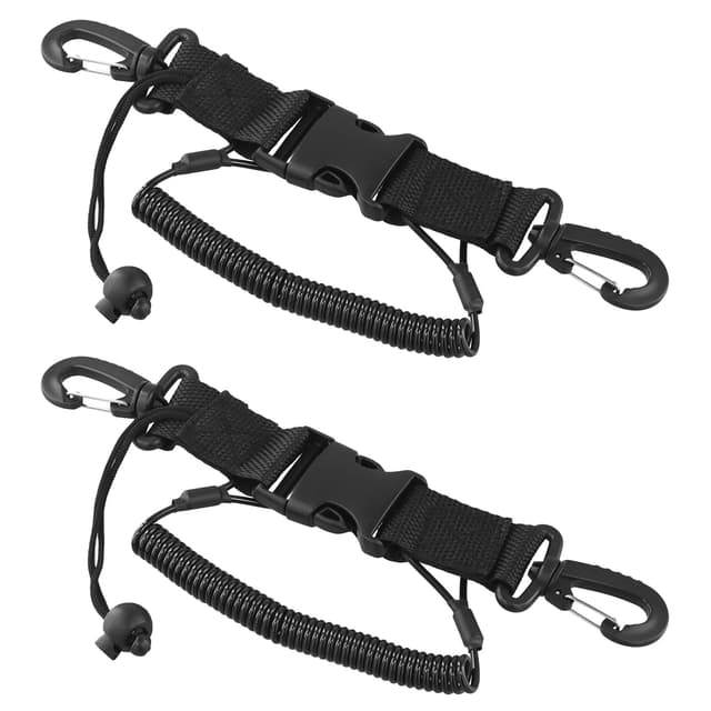 QWORK® 2 Stück 1.5m Spiralkabel für Tauchen Kamera, Schnellverschluss Federschnappclip 360° drehbar - Tauchen Zubehör für Unterwasserkameras