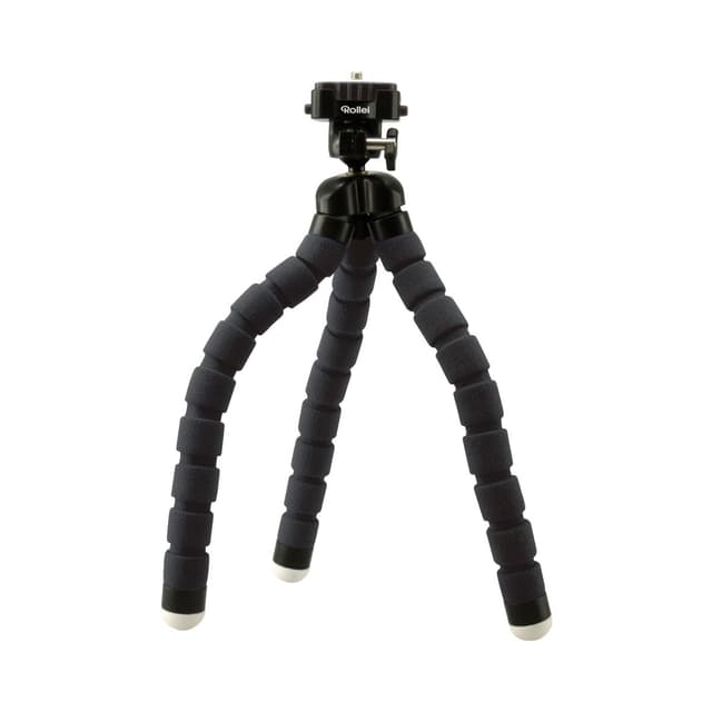 Rollei Monkey Pod I Biegsames Mini Stativ mit flexiblen Beinen I inkl. Kugelkopf I mit rutschfesten Gummifüßen und Schnellwechselplatte I Schwarz