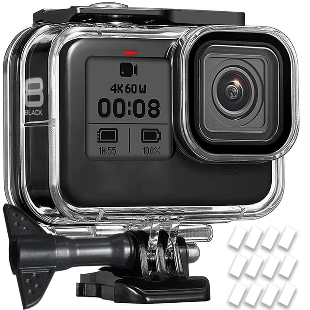 OKFUN wasserdichte Schutzhülle für Gopro Hero 8 Schwarz, 60M/196FT Unterwasser-Tauchschutzhülle für Go Pro Hero 8 Schwarz Hero 8 Black