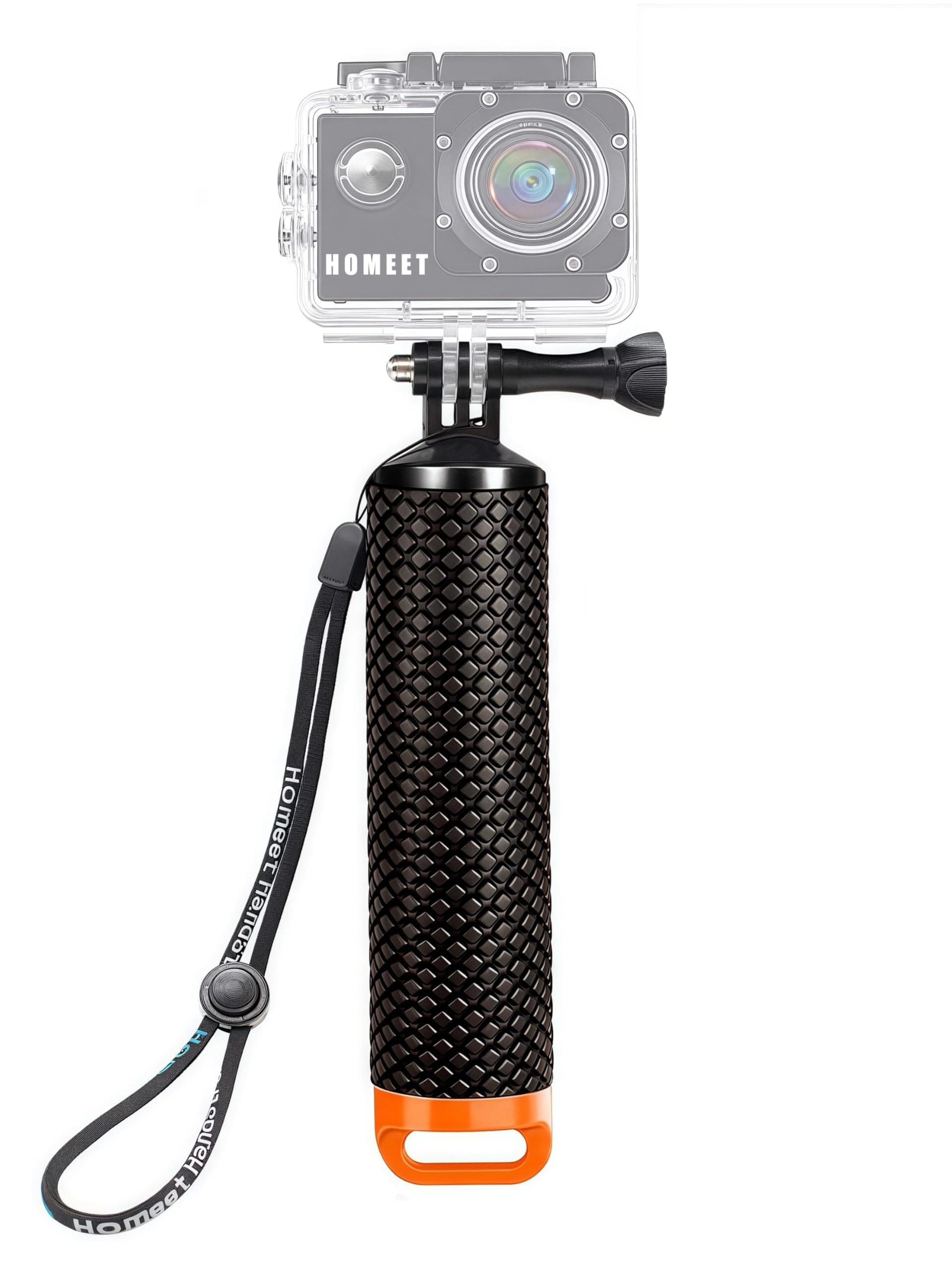 Homeet Schwimmer Handgriff Schwimmender Hand Grip Rutschfester Unterwasser Handstick Monopod Pole Selfie Stick Ergonomisch für Action Kameras 【Orange】