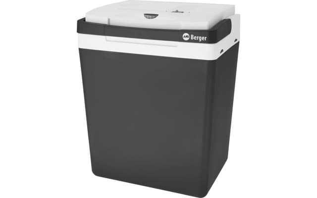 BERGER Thermoelektrische Kühlbox 30L KÜHLT und WÄRMT | Elektrische Kühlbox mit Anschluss 12V & 230V für Auto, Camping, Steckdose | Multifunktionale Kühltasche elektrisch SCHWARZ