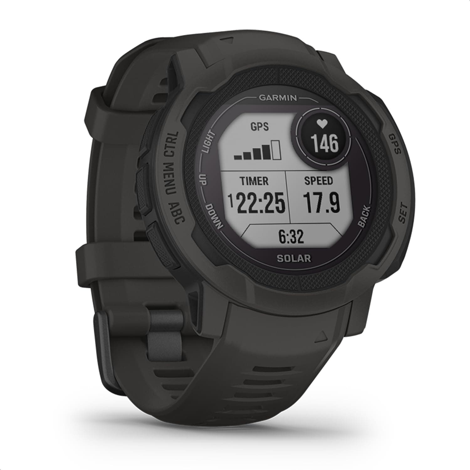 Garmin Instinct 2 Solar – GPS-Smartwatch mit unendlicher Akkulaufzeit im Smartwatch-Modus, über 40 Sport-Apps, Garmin Pay, Trainingszustand, Fitnessalter, Schlafanalyse UVM Solar Schiefergrau 45mm