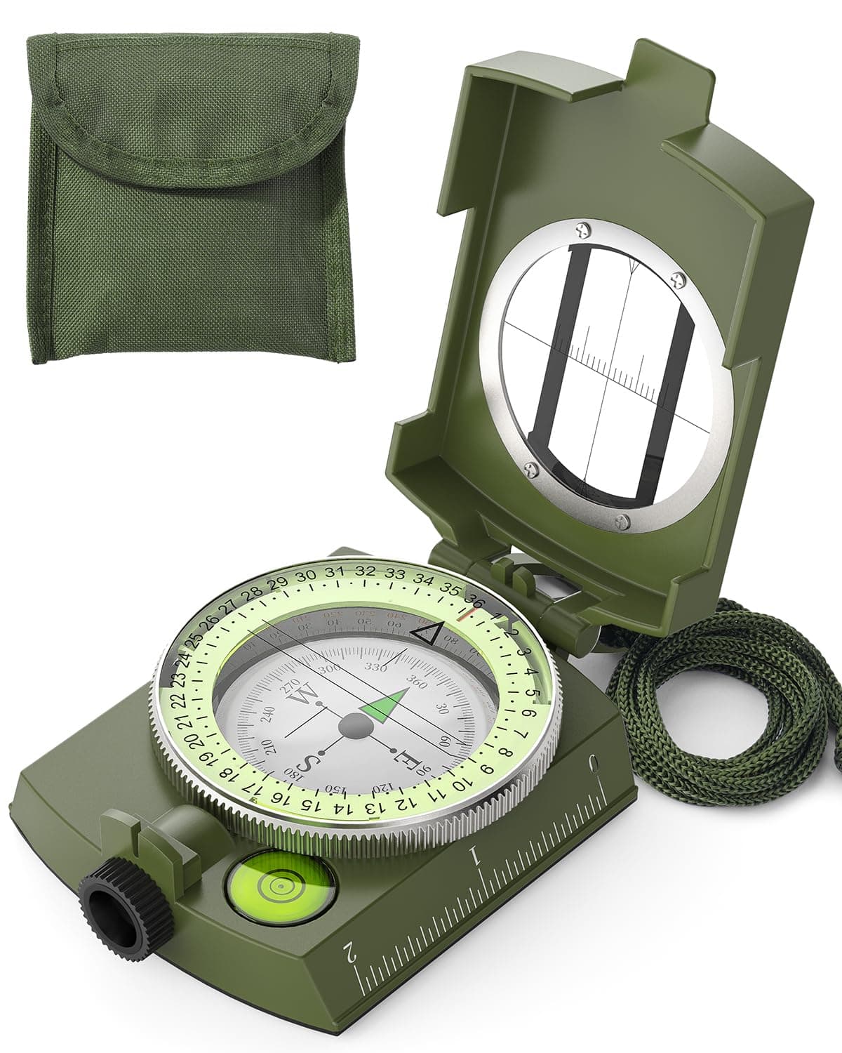 Sportneer Militär Marschkompass, Professioneller Taschenkompass Kompass Compass mit Tragschlaufe für Jagd Wandern und Aktivitäten Camping im Freien, Wasserfest und Stoßfest