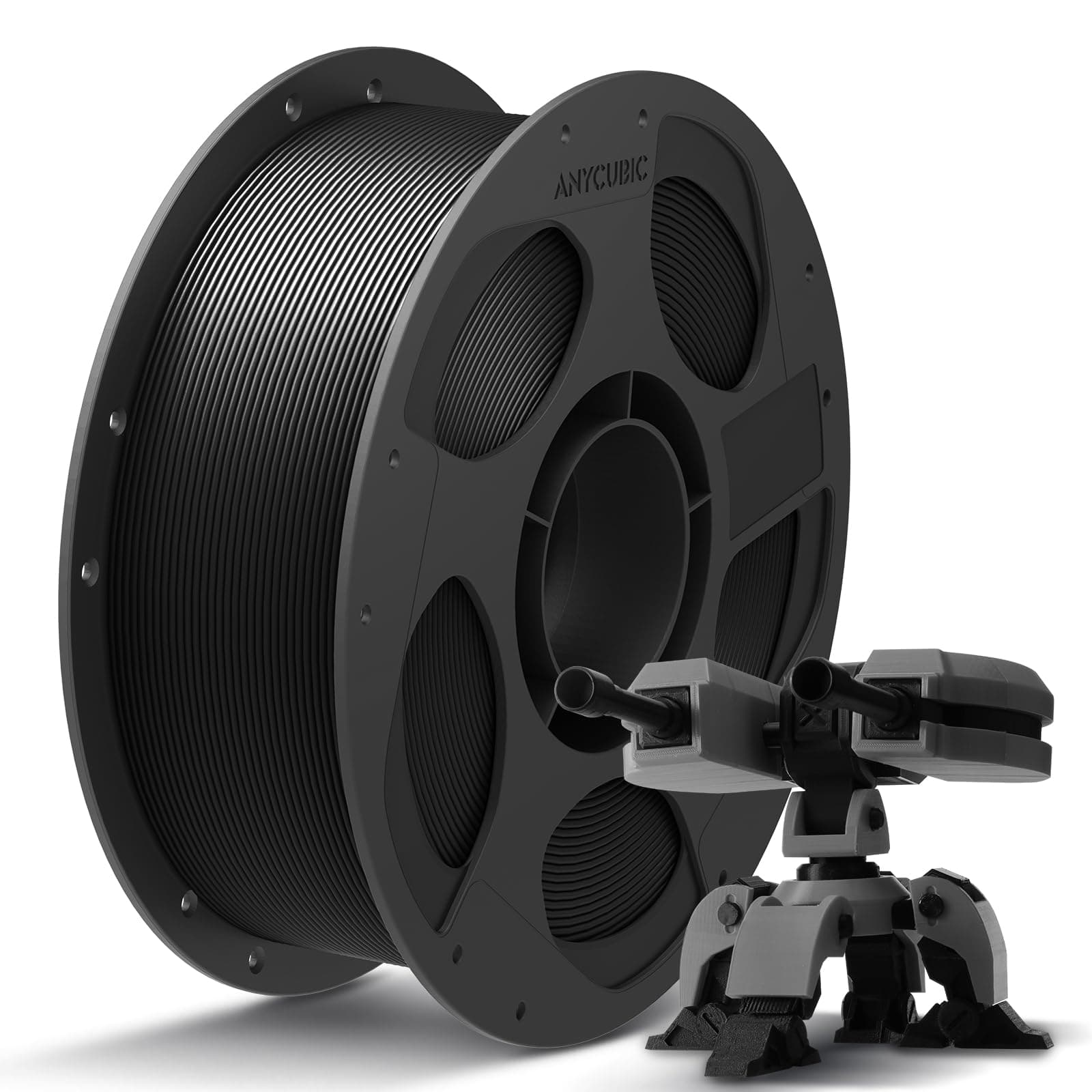 ANYCUBIC PLA+ Filament 1.75mm, PLA Plus, Maßgenauigkeit +/-0,02mm, Hohe Zähigkeit und Präzision -3D-Druckmaterialien, Intelligente Identifikation,1KG Schwarz PLA+ Schwarz 1KG