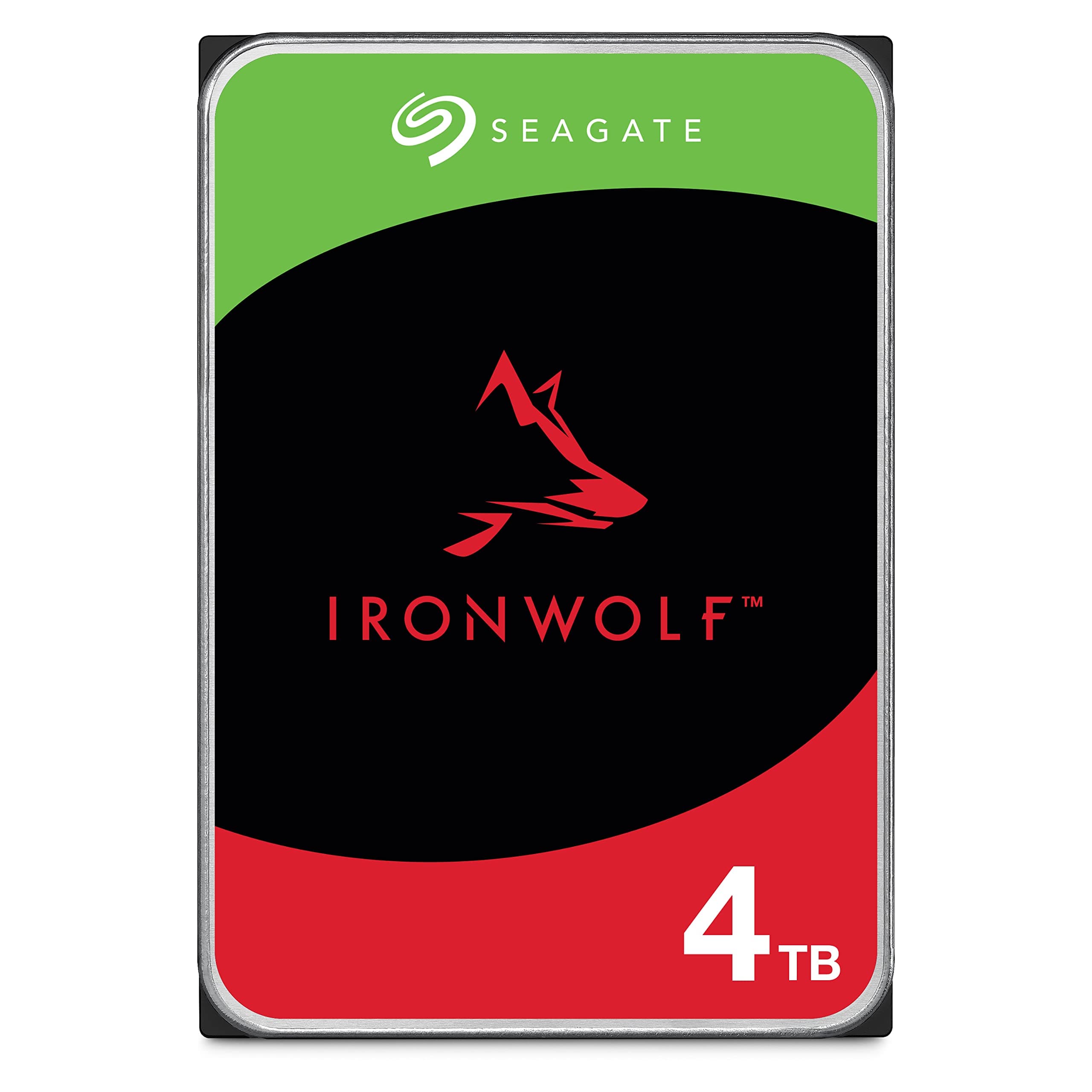 Seagate IronWolf 4TB, NAS Interne Festplatte HDD, 3.5 Zoll, 5400 U/Min, CMR, 64 MB Cache, SATA 6GB/s, silber, inkl. Data Rescue Service (ST4000VNZ06) NAS 4TB