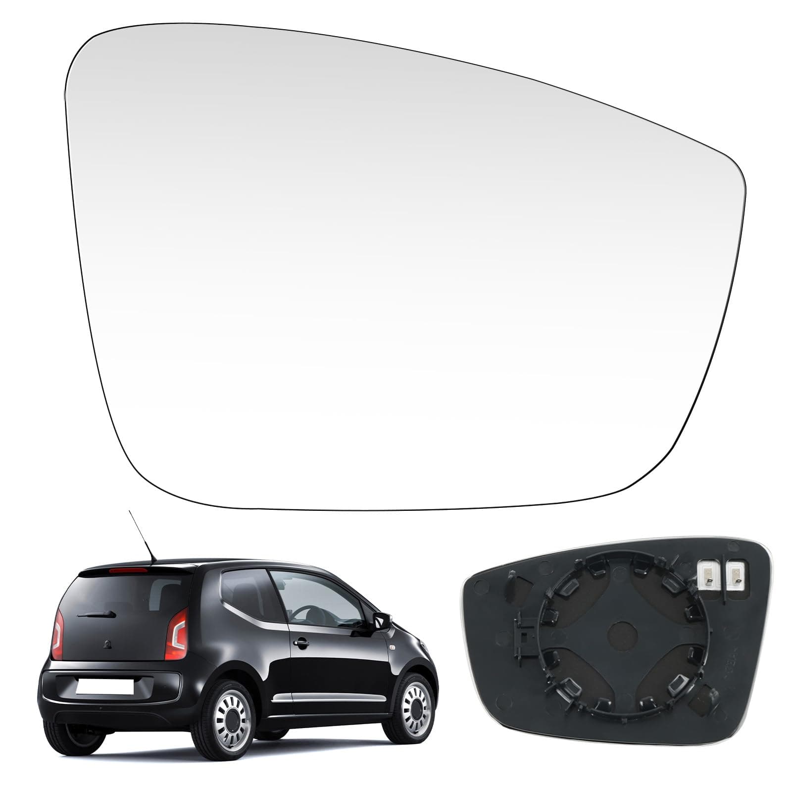 Spiegelglas Heizbar Rechts Kompatibel mit VW UP/Seat Mii (KF1) / Skoda Citigo 2011-2016 Spiegelglas Außenspiegel Glas UP (11-16) Rechts