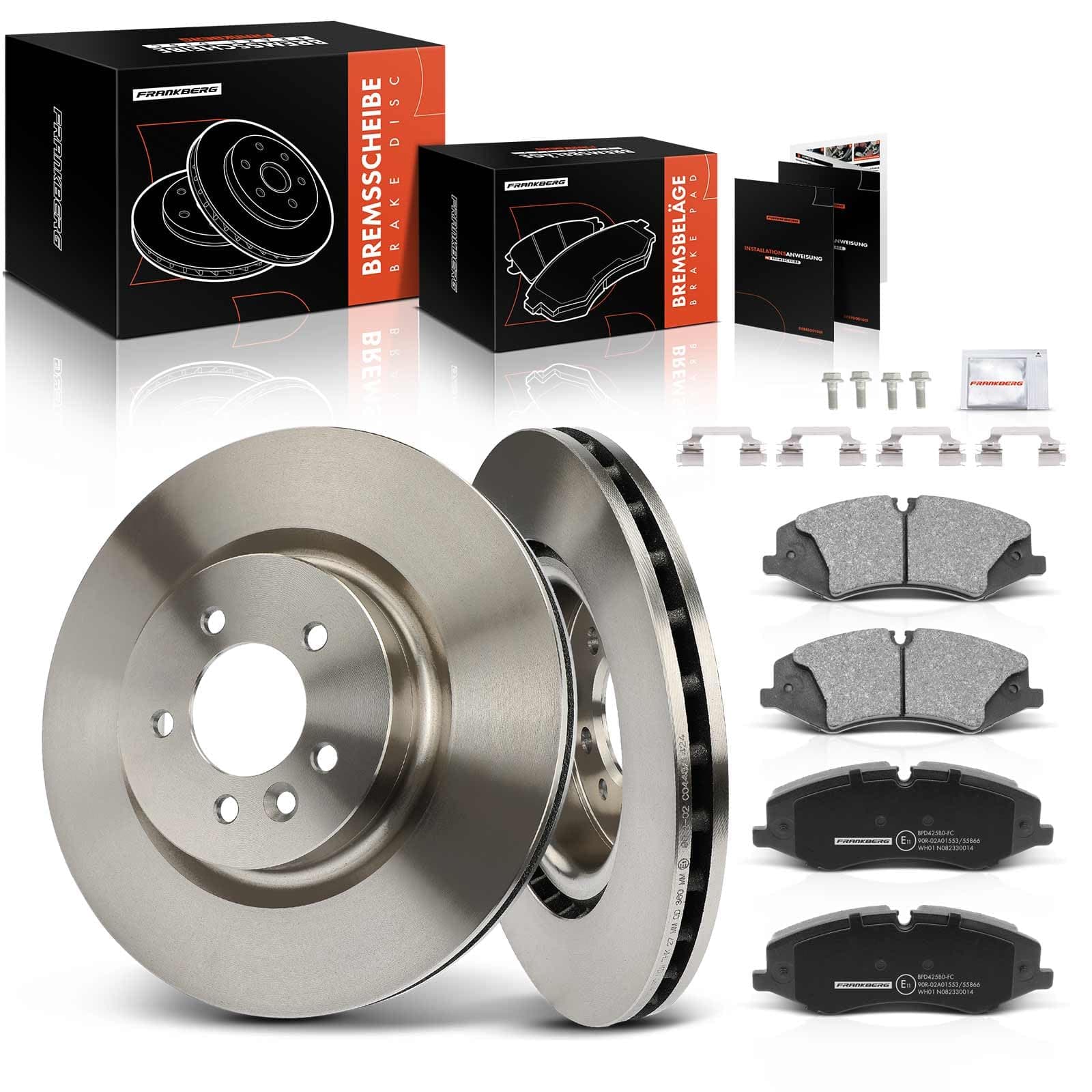 Frankberg 2x Bremsscheiben 4x Bremsbeläge mit Bremsenschmiermittel Vorne Kompatibel mit Discovery IV L319 2009-2018 Ran.ge Ro.ver Sport L494 2013-2023 Replace# SDB000622