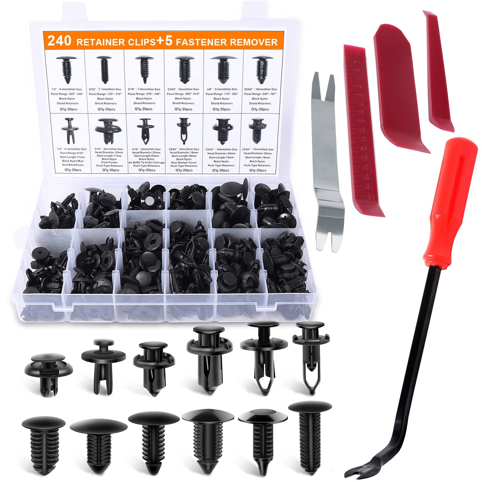 Auto Befestigung Clips 245 Stücke Universal Befestigungsclips Türverkleidung Klammern Stoßstangen Zierleisten Plastikklips Set mit Demontage Werkzeuge 245PCS Angebot bei HelloDeals