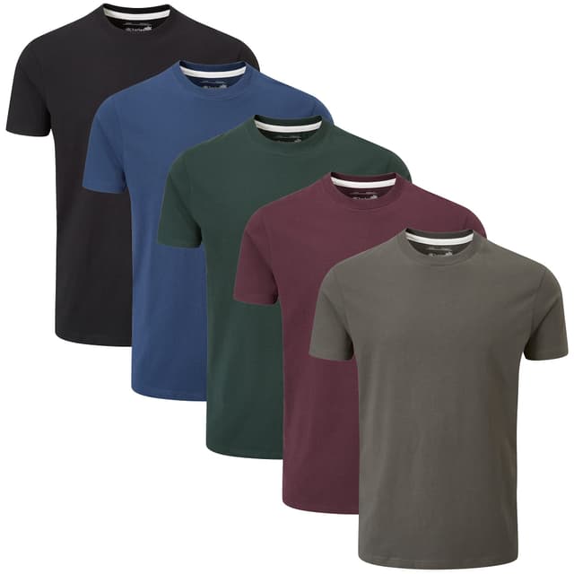 Charles Wilson 5er Packung Einfarbige T-Shirts mit Rundhalsausschnitt M Dark Essentials Type 41
