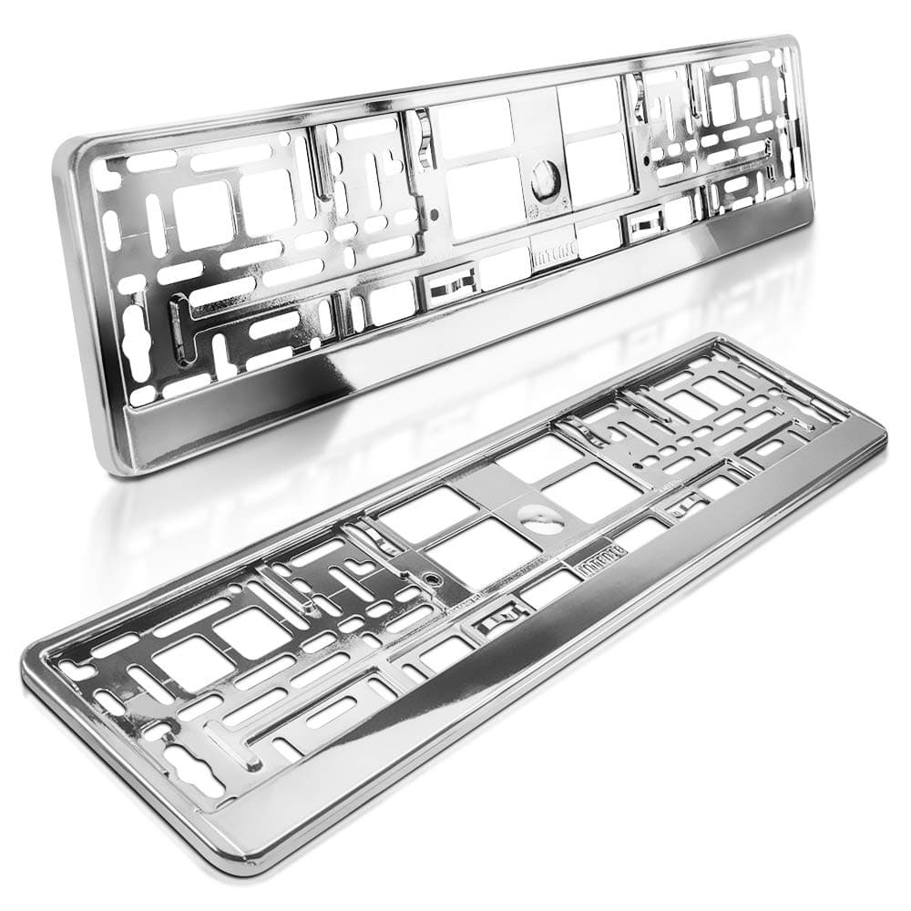 schildEVO 2 Kennzeichenhalter | Chrom Metallic Hochglanz | Silber Look | Nummernschildhalter | Kennzeichen-Halterung | DHL-Versand