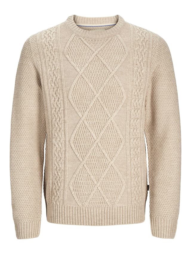 JACK & JONES Male Strickpullover Einfarbig Strickpullover M Pure Cashmere/Detail:melange Cable