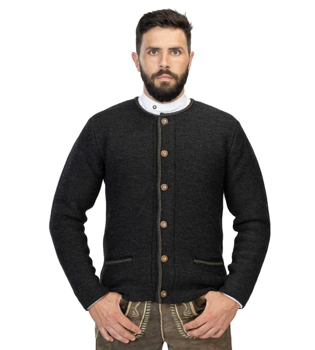 Hochwertige Herren Strickjacke Anton - Trachtenjacke aus Wolle - Cardigan Jacke in Braun oder Blau - Anton