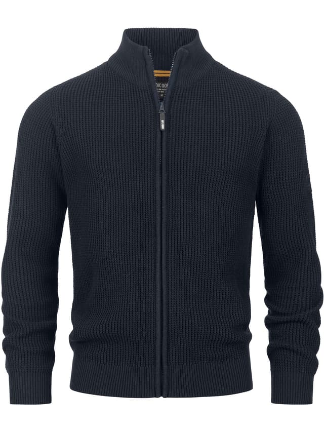 Indicode Herren INLayton Strickjacke mit Stehkragen und Reißverschluss | Cardigan Feinstrickjacke für Männer