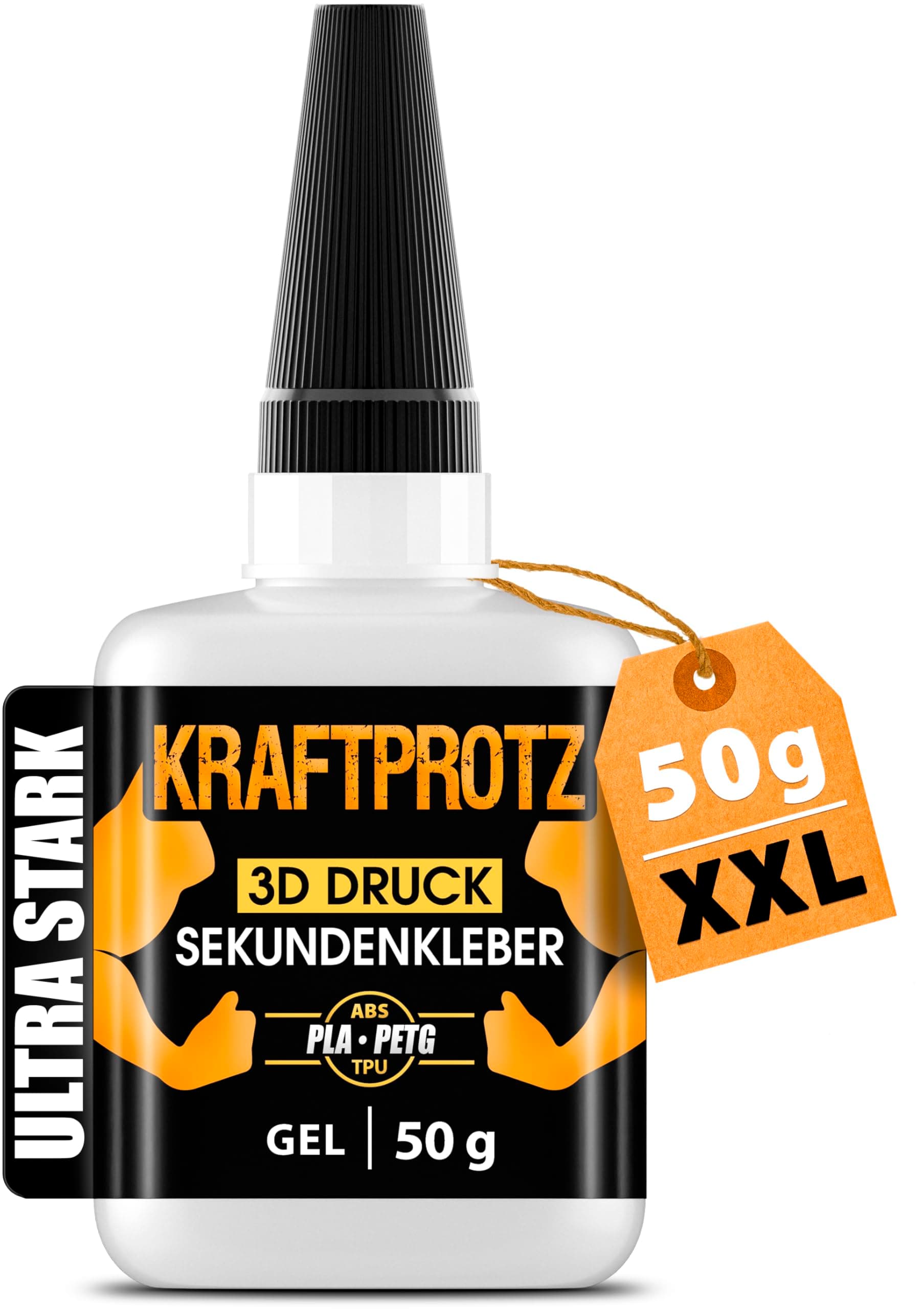 3D Druck Sekundenkleber Gel extra stark – 50 g XXL Superkleber wasserfest, hitzebeständig & transparent – Anti-Austrocknungs-Spitze – KRAFTPROTZ PLA-, ABS-, PETG-, TPU-Kleber & Zubehör 50 g Gel