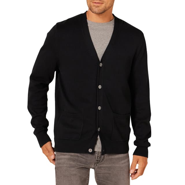 Amazon Essentials Herren Strickjacke aus Baumwolle L Schwarz