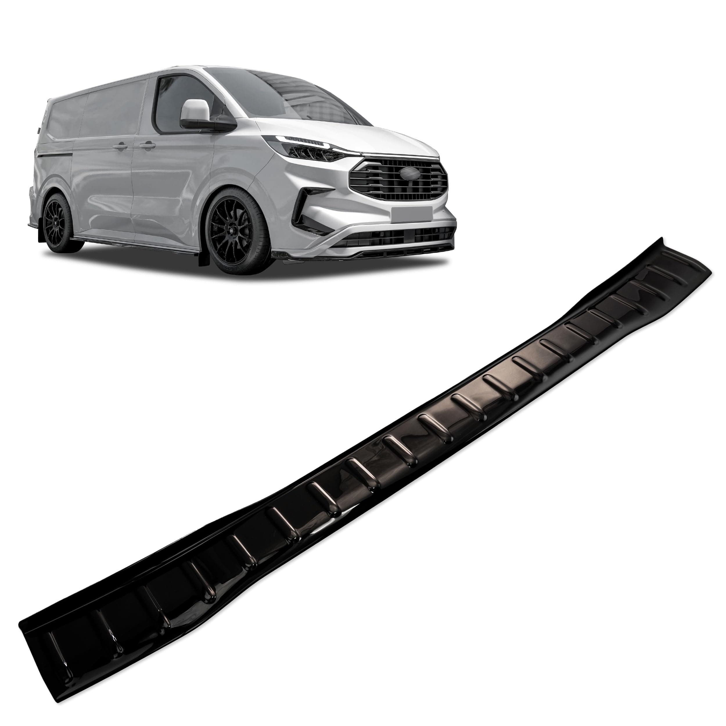 Chromemaster | Kompatibel mit Ford Transit Custom 2023+ | Ladekantenschutz Stoßstangenschutz; ABS-Kunststoff, Glänzend, Schwarz; Lackschutzleiste Sichert den Heckstoßfänger vor Beschädigung 4-Schwarz