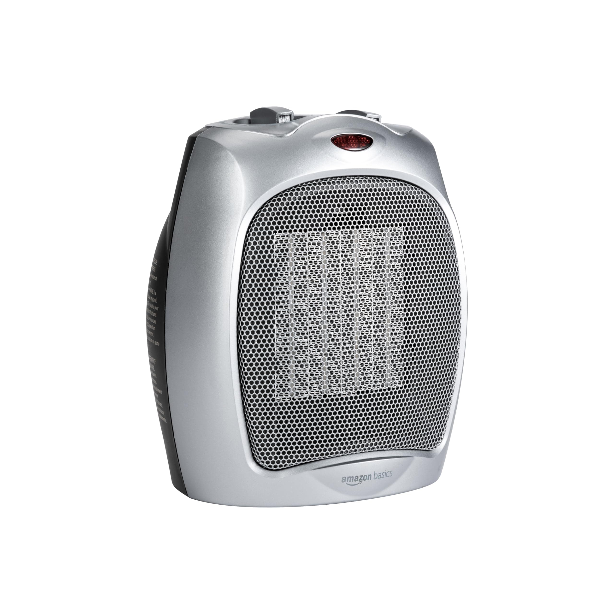 Amazon Basics Keramik-Standheizung, 1800 W, mit verstellbarem Thermostat - Silberfarben Silberfarben Non-Oscillating