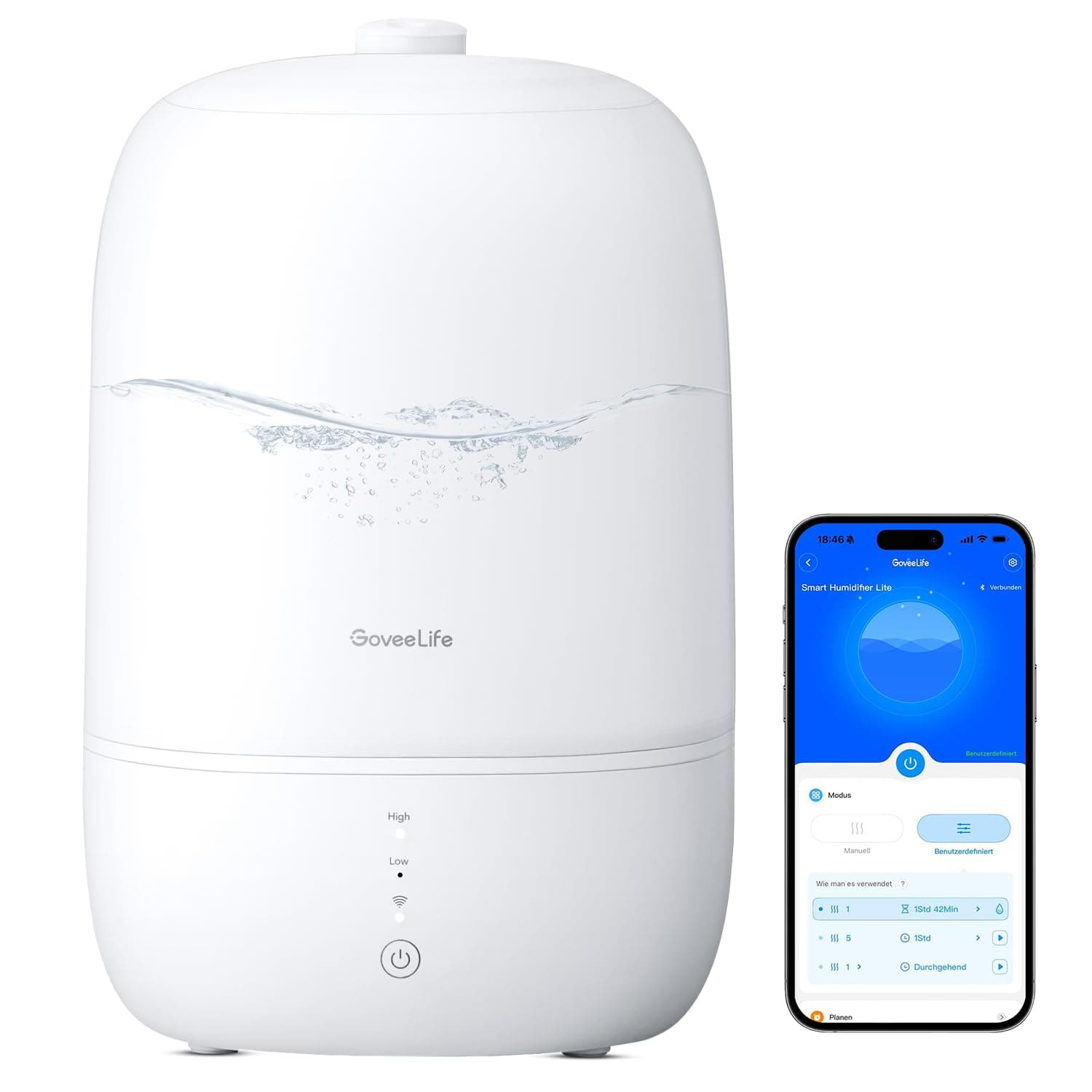 GoveeLife Smart Luftbefeuchter Schlafzimmer, 3L Top-Fill Air Ultraschall Humidifier mit Aroma Diffusor & Nachlicht bis zu 25H, 24dB Leise Klein Raumluftbefeuchter Pflanzen, Baby, Kinderzimmer, Growbox