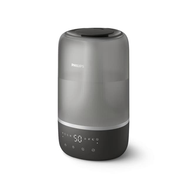 Philips Smart Humidifier - kompakt und dennoch leistungsstark mit himmelhohem Nebel, Aromatherapie, leise mit Schlaffunktion und Nachtlicht, für (Schlaf-) Räume bis zu 41m² (HU1510/03) Bis zu 41 m² Schwarz