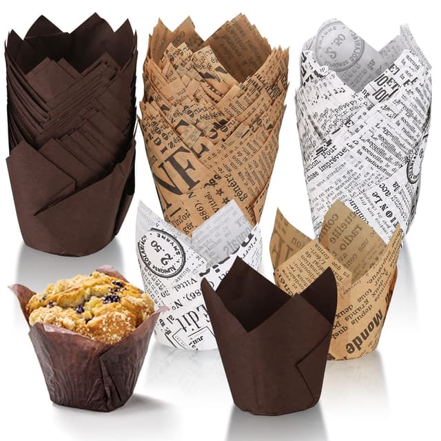 150 Stück Muffinförmchen Papier, Muffins Papierförmchen, Cupcake Formen Papiers, Muffinförmchen Tulpe, Backförmchen Papier für Hochzeit Kinder Geburtstag Partyzubehör Drei Farben 150