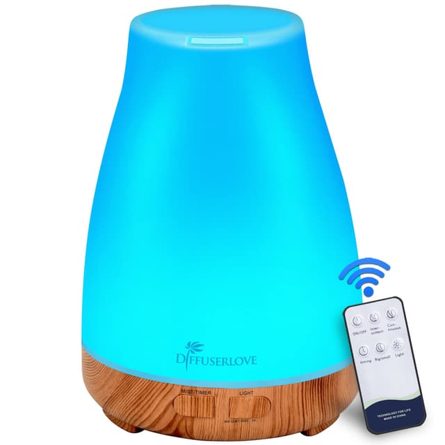 300ml Diffuser Fernbedienung Aroma Diffuser für Ätherische Öle Ultraschall Luftbefeuchter mit 7 Farben LED, Timer-Einstellung, Auto-Off Gelb