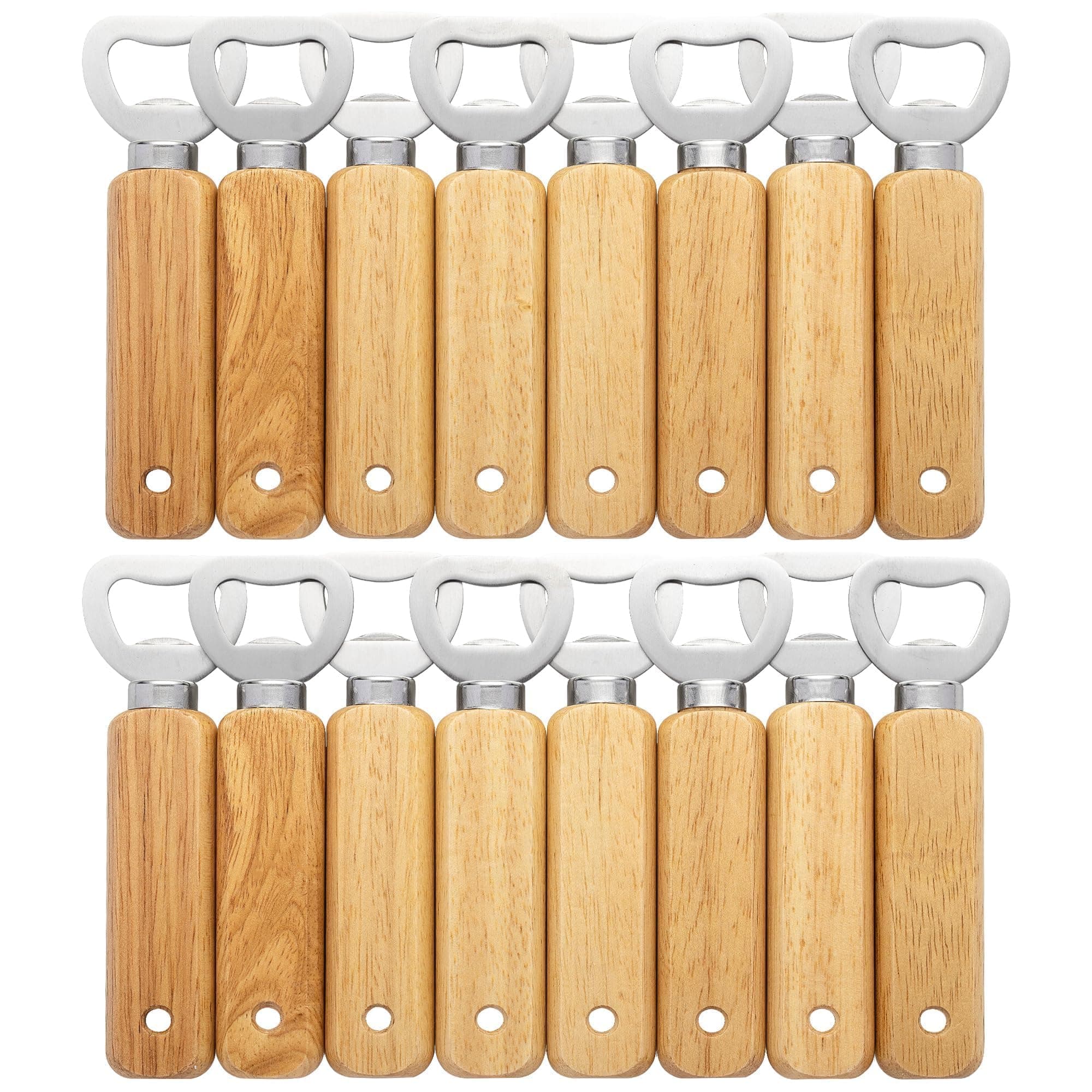Gravierbare Flaschenöffner aus Holz, 16 Stück tragbare Bierflaschenöffner für Getränke, Apfelwein, Bar, Heim-Gadgets 16 STK Holzgriff