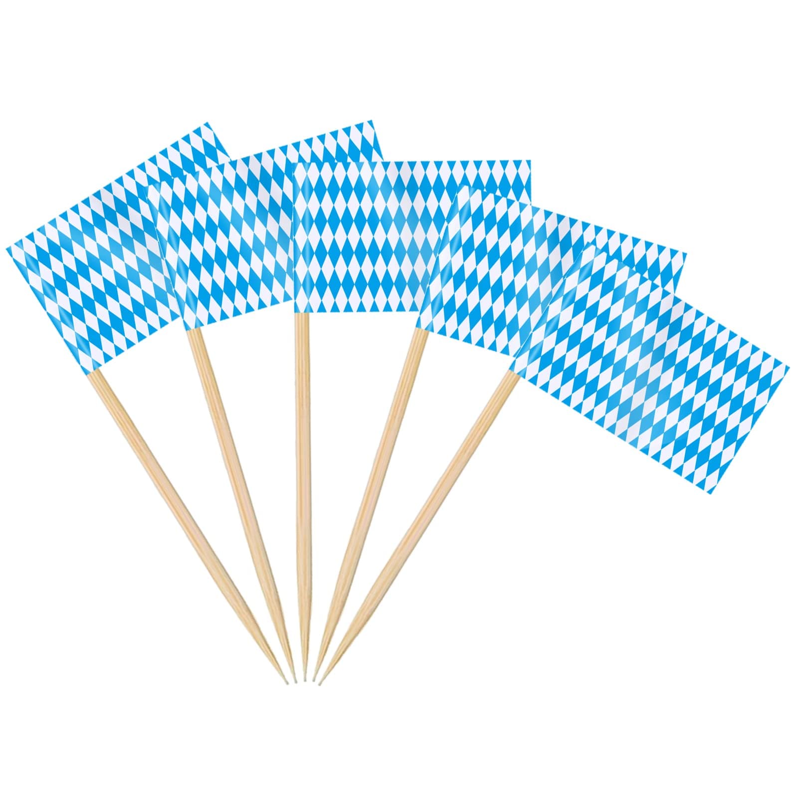 AhfuLife 100 Stück Bayern Oktoberfest Zahnstocher Flaggen für Bayerisches Oktoberfest Deko Sandwich Cupcake Toppers Cocktail Obst Geschirr Party Supplies Pub Decor Oktoberfest Zahnstocher Fahnen 100 Stück