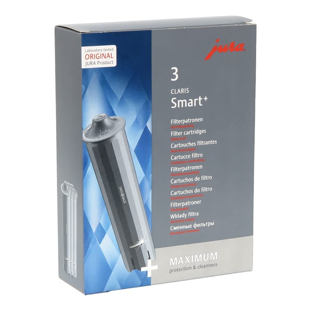 Praktisches Vorteilspack Claris Smart+ Wasserfilterpatronen passend für Jura Kaffeevollautomaten, 3er Pack